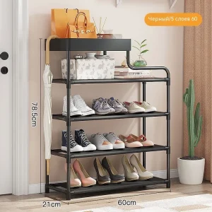 Стелаж для взуття 60х18.5х78.5 см Shoe rack BLACK