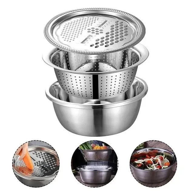 Багатофункціональний кухонний набір з нержавіючої сталі 3 в 1 Metal Basket Cutter