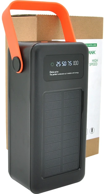 Портативний Power Bank 100000 мАг з сонячною панеллю та ліхтариком