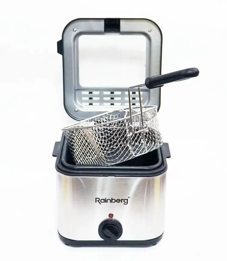 Електрична фритюрниця з терморегулятором та кришкою для фрі 2.5л 3200Вт Rainberg RB-2219