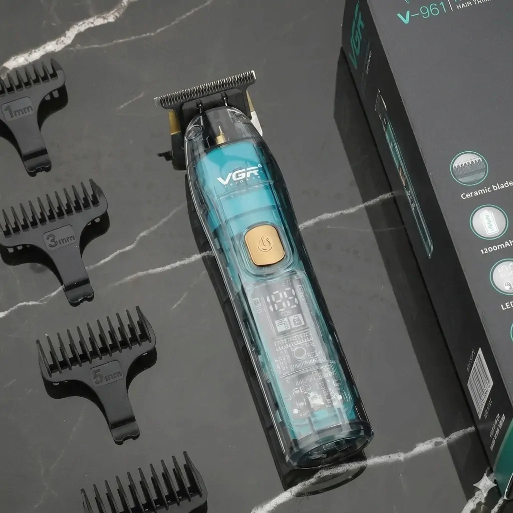 Тример VGR V-961: Акумуляторний, для бороди та вусів, з 4 змінними насадками