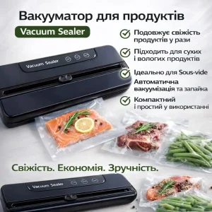 Вакууматор побутовий для харчових продуктів 60 кПа Vacuum Sealer