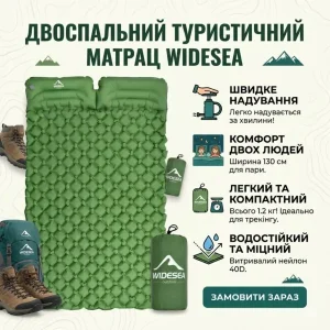 Надувний туристичний матрац-килимок з подушкою та чохлом