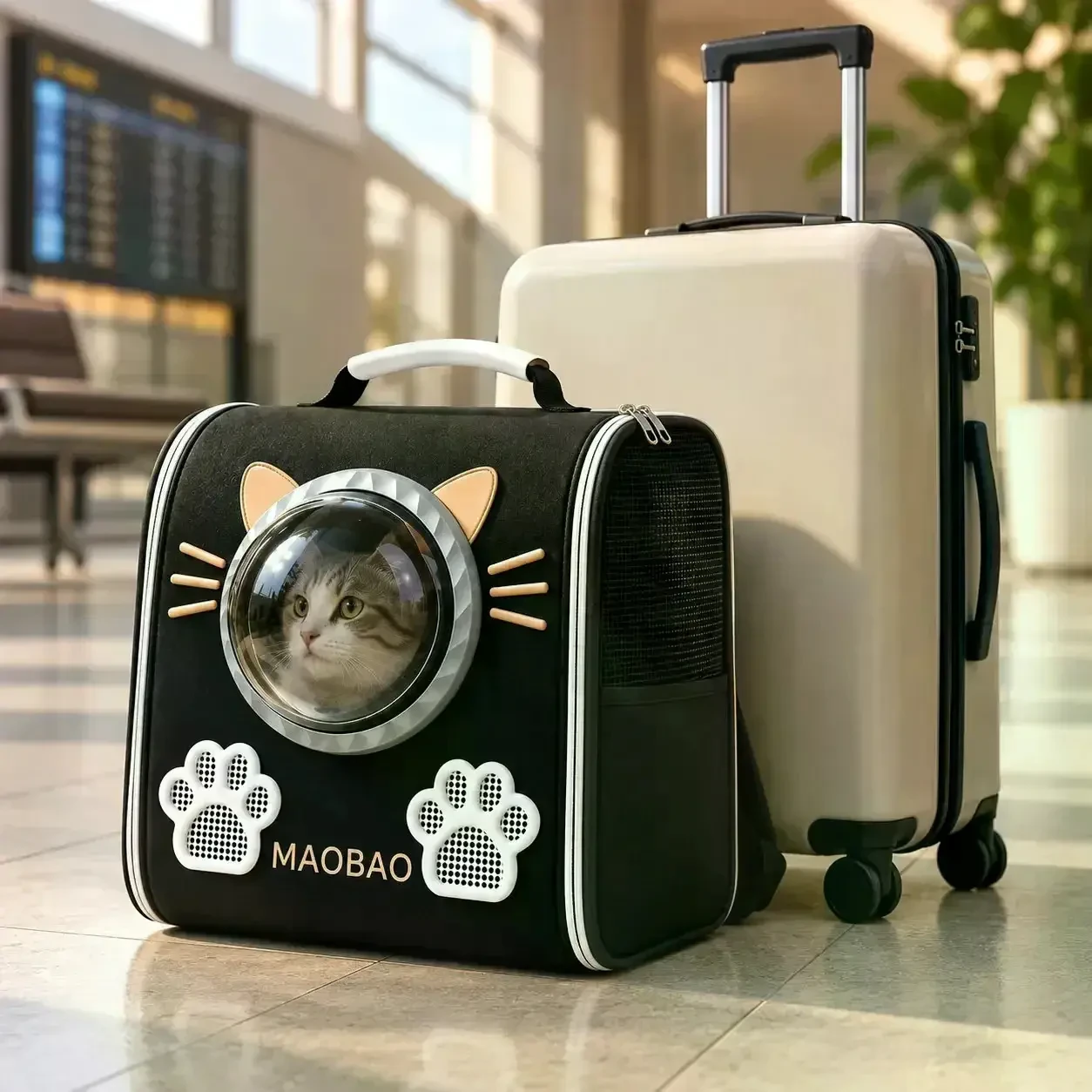 Рюкзак для котів S-cat1 з прозорим вікном та вентиляцією 36×24×40 см - Зображення 4