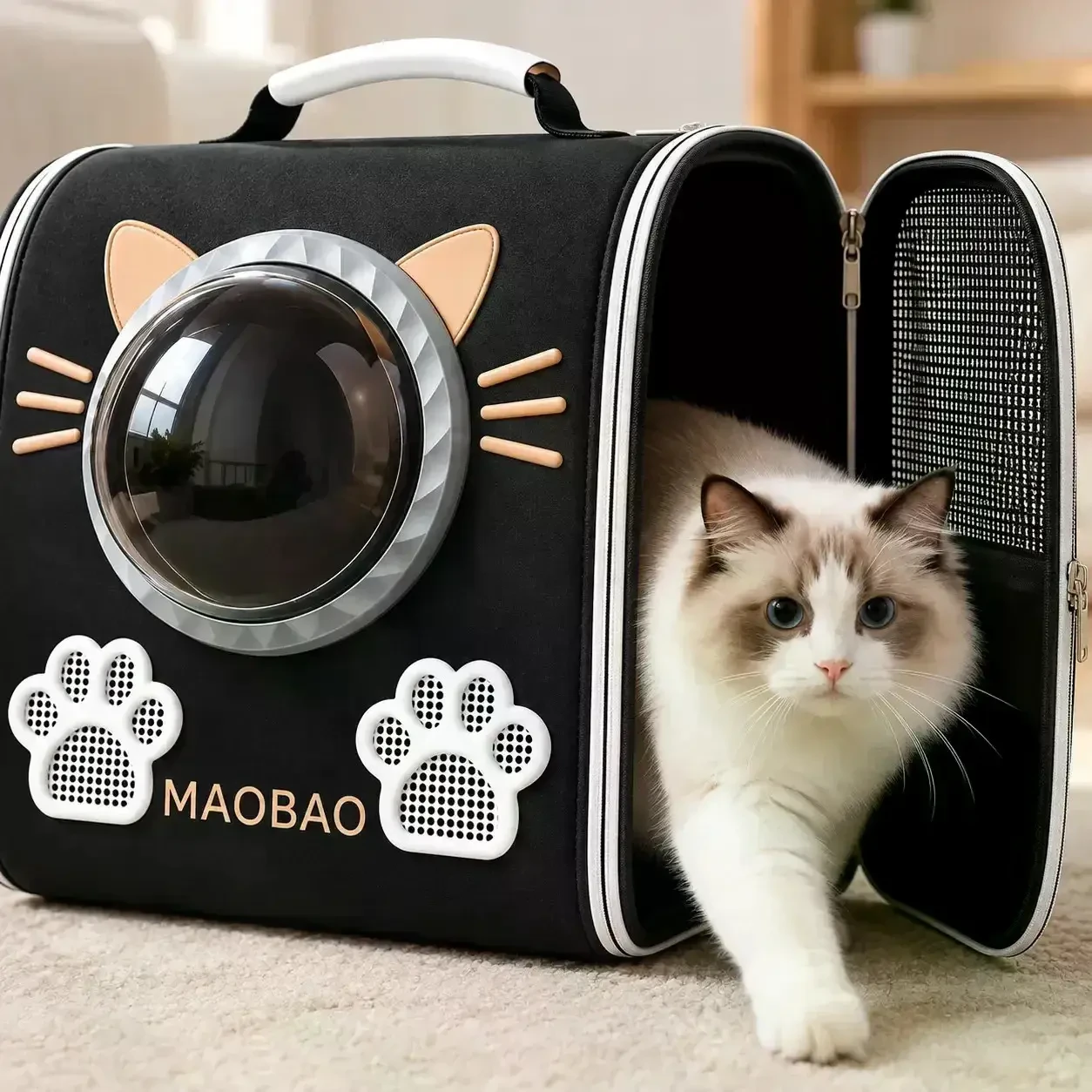 Рюкзак для котів S-cat1 з прозорим вікном та вентиляцією 36×24×40 см - Зображення 3