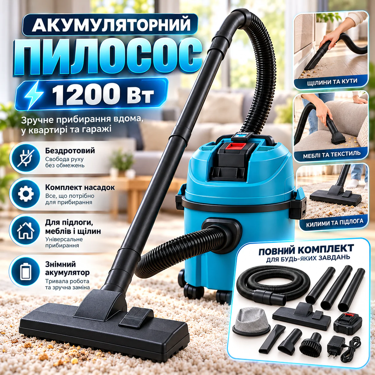 Бездротовий пилосос для дому Wireless Vacuum Cleaner