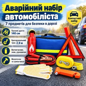 Аварійний комплект для автомобіля 6 в 1 з сумкою XL-1543 / Універсальний дорожний набір автомобіліста