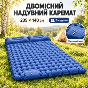 Двомісний надувний каремат з подушкою (235х140см)